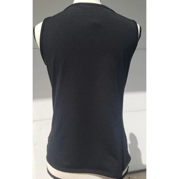 Peter Nygard Women's Sz Small Tank Top Floral Sequin Bold Neon Pink Stretch - Picture 5 of 9